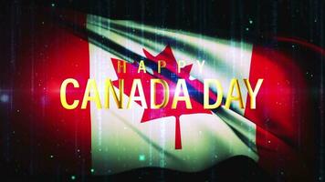 contento Canadá día oro texto con canadiense bandera ondulación video