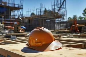 Safety helmet on a construction site photo