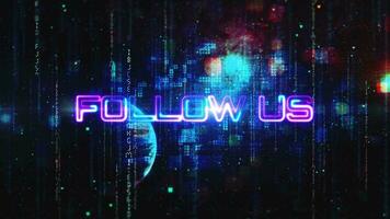 Animation text of Follow Us pink blue abstract background video