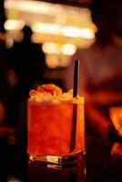 Close up a glass of transparent cocktail photo