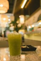 Iced green tea. Japanese green tea. photo