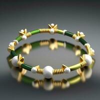 Realistic gold jewelleries on a simple background, Ai Generative photo