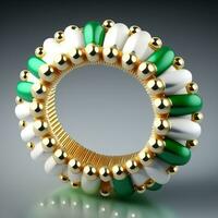 Realistic gold jewelleries on a simple background, Ai Generative photo