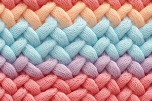 Background with colored knitted pattern. Texture of wool fabric photo