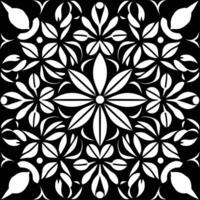 Black and White Geometrical Pattern Vector Illustration, in the Style of GOA Insprired Motifs, Geometric Shapes Patterns, Batik, Simple Shapes, Floral Motifs, Flickering Light, Precisionist