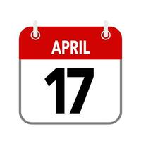 17 April, calendar date icon on white background. vector