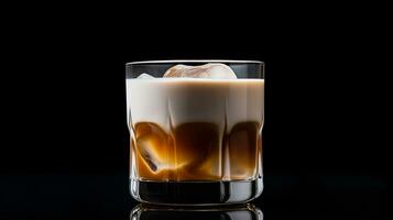 Photo of a White Russian isolated on flat black background. Generative AI