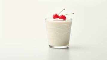 Photo of a Yakult isolated on flat white background. Generative AI