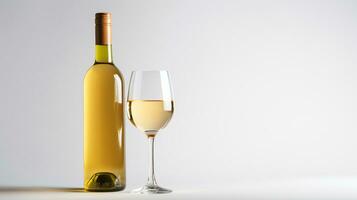 Photo of a White Wine isolated on flat white background. Generative AI