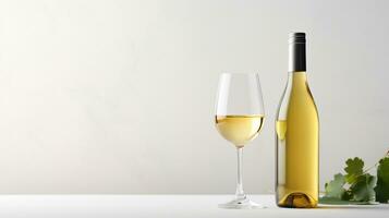 Photo of a White Wine isolated on flat white background. Generative AI