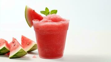 Photo of a Watermelon Slush isolated on flat white background. Generative AI