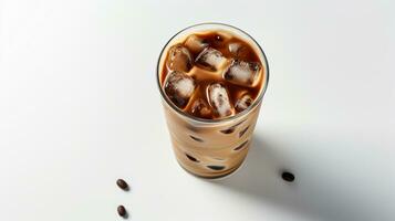 Photo of a Vietnamese Iced Coffee isolated on flat white background. Generative AI