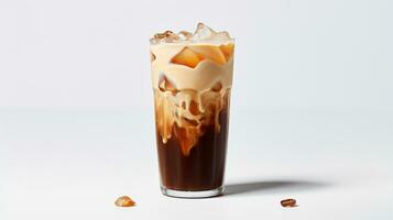 Photo of a Vietnamese Iced Coffee isolated on flat white background. Generative AI