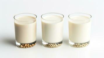 Photo of a Soy Milk isolated on flat white background. Generative AI
