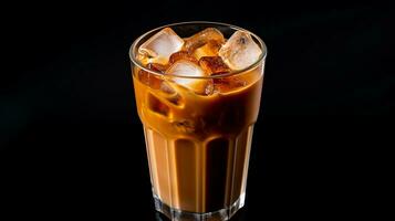 Photo of a Tamarind Cooler isolated on flat black background. Generative AI
