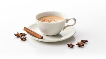 Photo of a Spiced Chai Tea isolated on flat white background. Generative AI