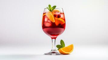Photo of a Sangria isolated on flat white background. Generative AI