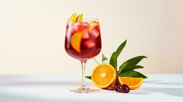 Photo of a Sangria isolated on flat white background. Generative AI