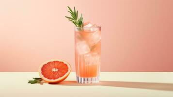 Photo of a Rosemary Grapefruit Spritz isolated on flat white background. Generative AI