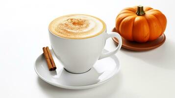 Photo of a Pumpkin Spice Latte isolated on flat white background. Generative AI