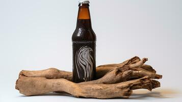 Photo of a Root Beer isolated on flat white background. Generative AI