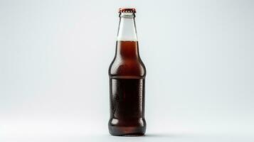 Photo of a Root Beer isolated on flat white background. Generative AI