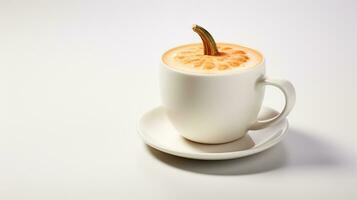 Photo of a Pumpkin White Hot Chocolate isolated on flat white background. Generative AI