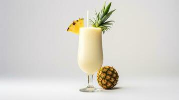 foto de un piña colada aislado en plano blanco antecedentes. generativo ai