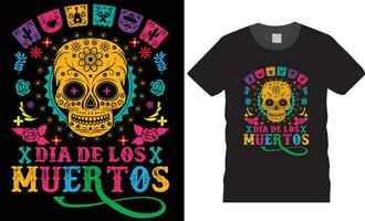 Day of the dead typography graphic printed t-shirt design. vector