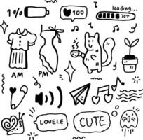 hand drawn cute doodles line design vector