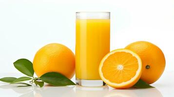 Photo of a Orange Juice isolated on flat white background. Generative AI