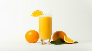 Photo of a Orange Juice isolated on flat white background. Generative AI