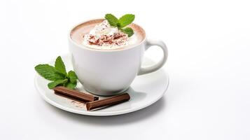 Photo of a Peppermint Mocha isolated on flat white background. Generative AI