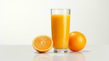 Photo of a Orange Juice isolated on flat white background. Generative AI