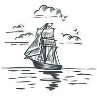 Vintage ship ink sketch vector illustration