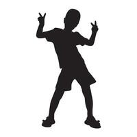 Boy dancing ink silhouette isolated on white background vector