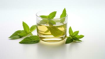 Photo of a Mint Tea isolated on flat white background. Generative AI