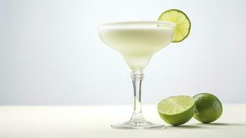 Photo of a Margarita isolated on flat white background. Generative AI