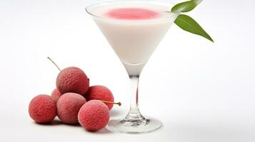 Photo of a Lychee Martini drink isolated on white background. Generative AI