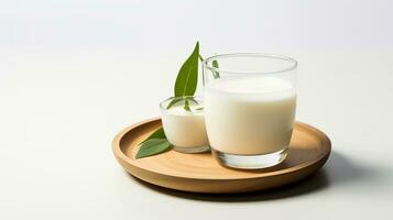 Photo of a Korean Makgeolli drink isolated on white background. Generative AI