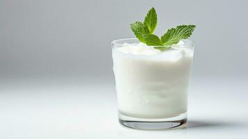 Photo of a Laban Ayran drink isolated on white background. Generative AI