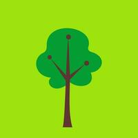 minimalista dibujos animados árbol con un verde antecedentes vector