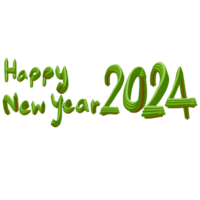 happy new year 2024 green text on transparent background png