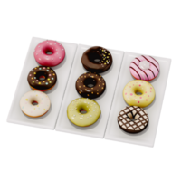 Donut isolated on transparent background . 3D rendering png