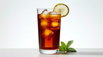 Photo of a Iced Tea drink isolated on white background. Generative AI