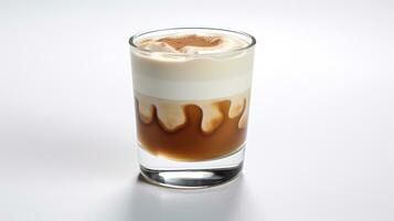 Photo of a Irish Cream Coffee drink isolated on white background. Generative AI