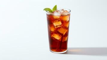 Photo of a Iced Tea drink isolated on white background. Generative AI