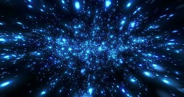 Abstract background with moving and shimmering particles with energy wave motions. Beautiful nebula of glowing particles. Fairy Dust, travel the galaxy.  loop video