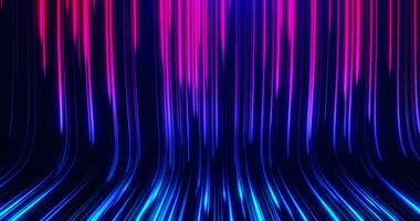 neon lijnen Bij hoog snelheid lichten, helder vallend nacht lichten van ultramarijn kleuren, roze en blauw deeltjes. abstract technologie licht beproeving hoog snelheid digitaal netwerk achtergrond 3d weergave. lus video
