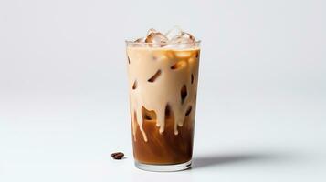 Photo of a Iced Coffee drink isolated on white background. Generative AI